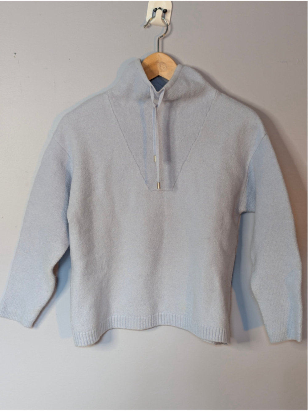 MAX STUDIO Merino Wool Cowl Neck Sweater - Sky Blue - M - Cottage Cozy Softgirl